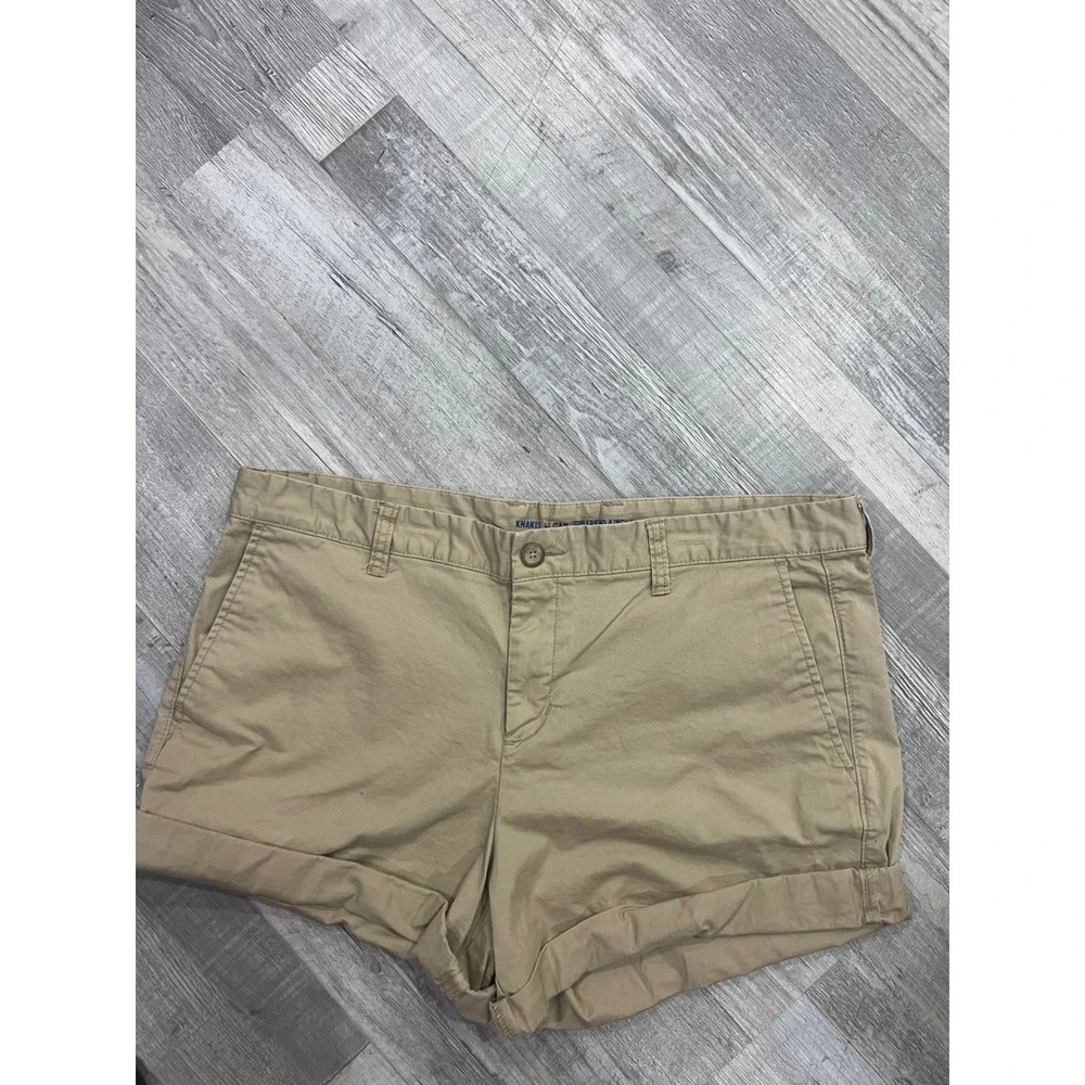 Gap Khakis Girlfriend 4‎ Inch Shorts Womens 14 Tan Chino Cuffed Casual Summer